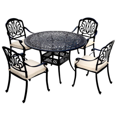 Charles Bentley Cast Aluminium 4 Seater Outdoor Dining Set - Black